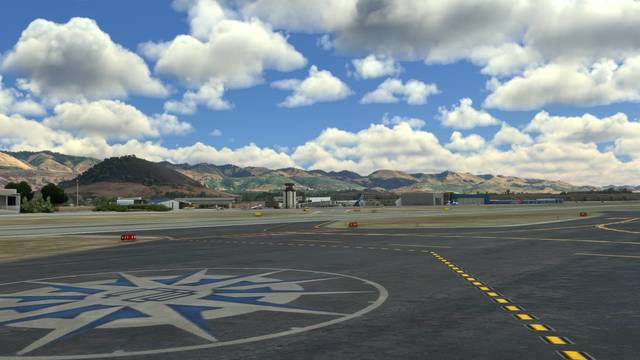 KSBP San Luis Obispo Airport - compass rose apron with Santa Lucia Range